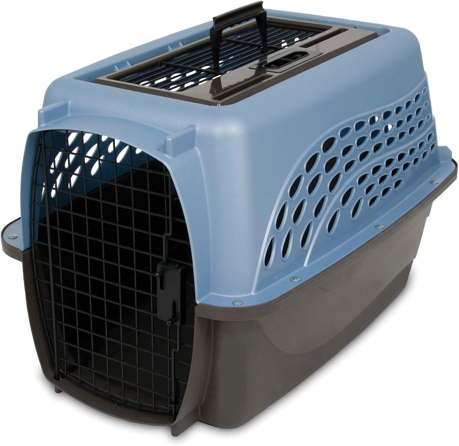 Petmate Two Door Pet Kennel for Pets up to 15 Pounds, Pink/Black, 19" Long, Made in USA