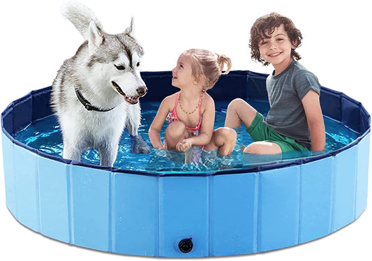 Jasonwell Foldable Dog Pool Collapsible Hard Plastic Dog Swimming Pool Portable Kiddie Pool Pet Pool Doggie Wading Pool Bath Tub for Puppy Small Medium Large Dogs Cats and Kids 55.1"