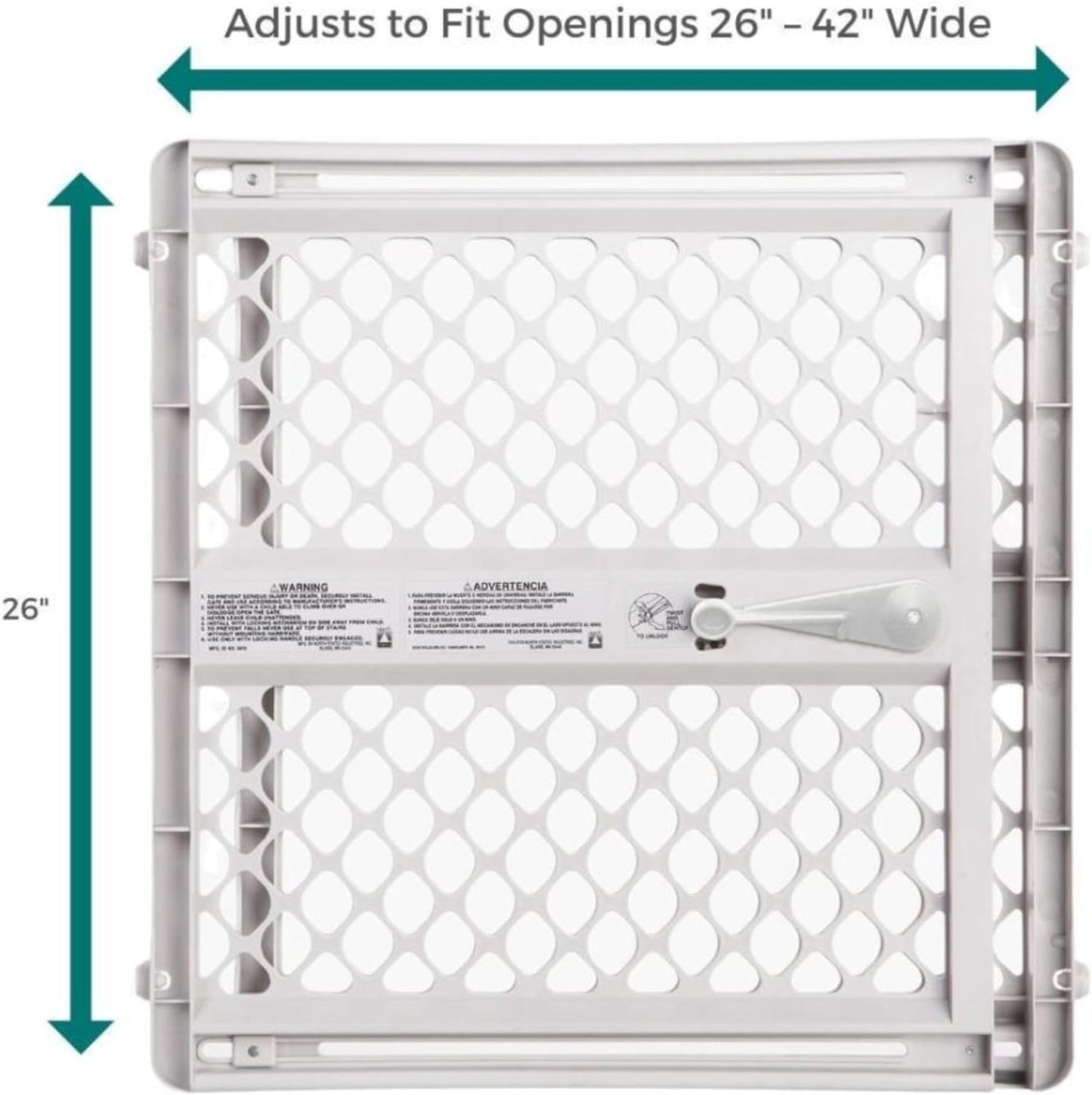 MYPET North States Universal Pet Gate: 26” - 42” Wide Dog Gate. Use as Pressure Mounted Gate or Swinging Door with Included Hardware. Dog Gates for Doorways, 26" Tall, Gray