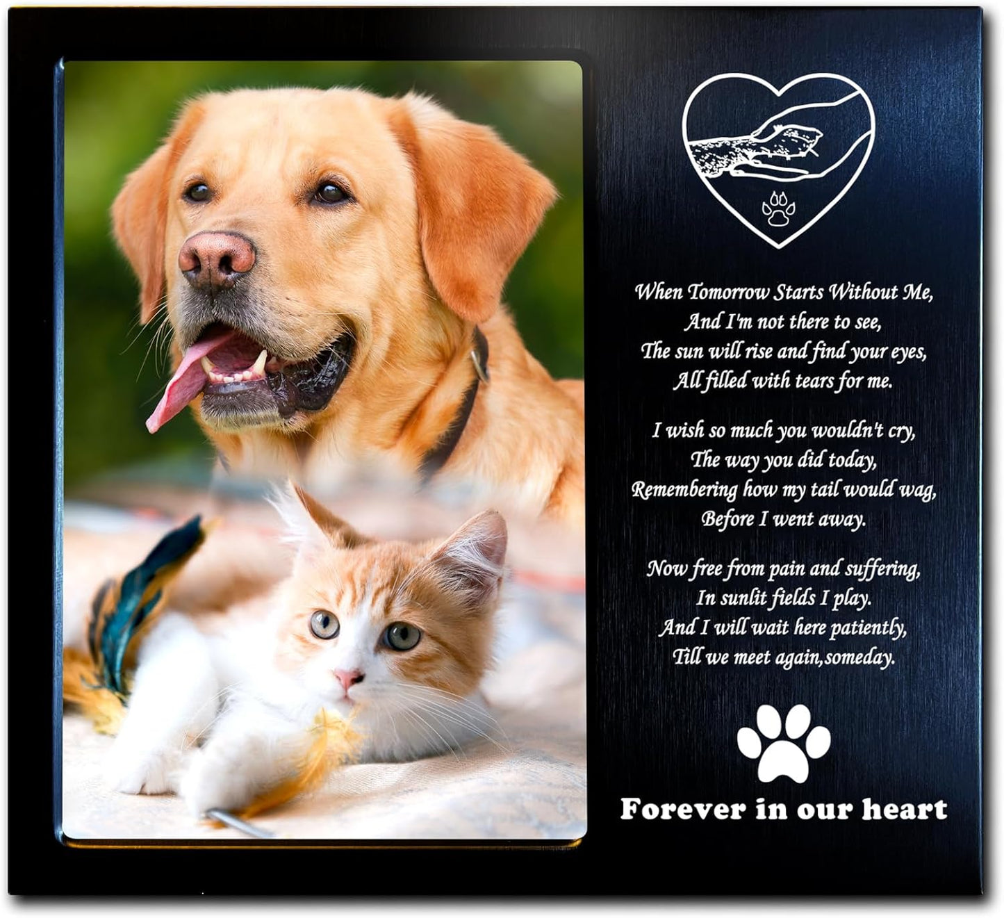 Rainbow Bridge Dog Memorial Gifts for Loss of Dog (Cat) - Pet Memorial Gifts for Dogs (Cats) - Pet Sympathy Cards - Dog (Cat) Memorial Picture Frame - 4X6 Inches Personalized Metal Photo Frame (Hand)