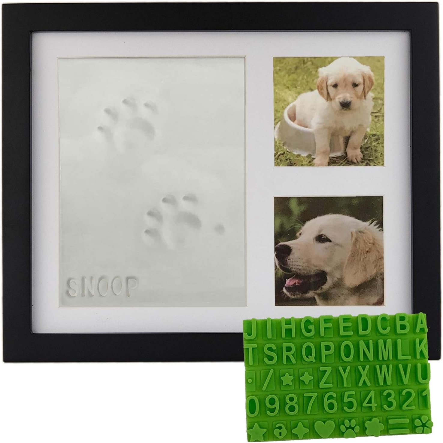 Ultimate Dog or Cat Pet Pawprint Keepsake Kit & Wood Picture Frame - Personalized Gift for Pet Lovers and Memorials (Black)