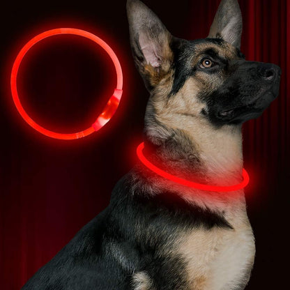 Led Dog Collar, USB Rechargeable Flash Dog Necklace Light, Pet Safety Collar Makes Your Beloved Dogs Be Seen at Night for Small Medium Large Dogs