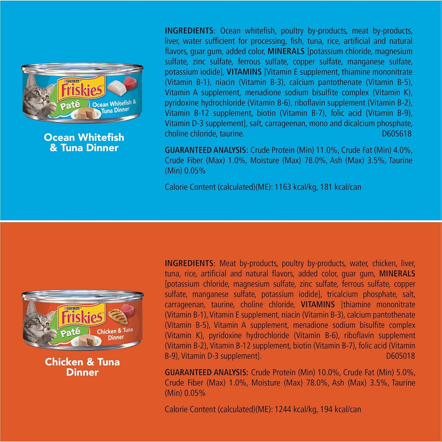 Purina Friskies Wet Cat Food Pate Variety Pack Seafood and Chicken Pate Favorites - (Pack of 40) 5.5 Oz. Cans