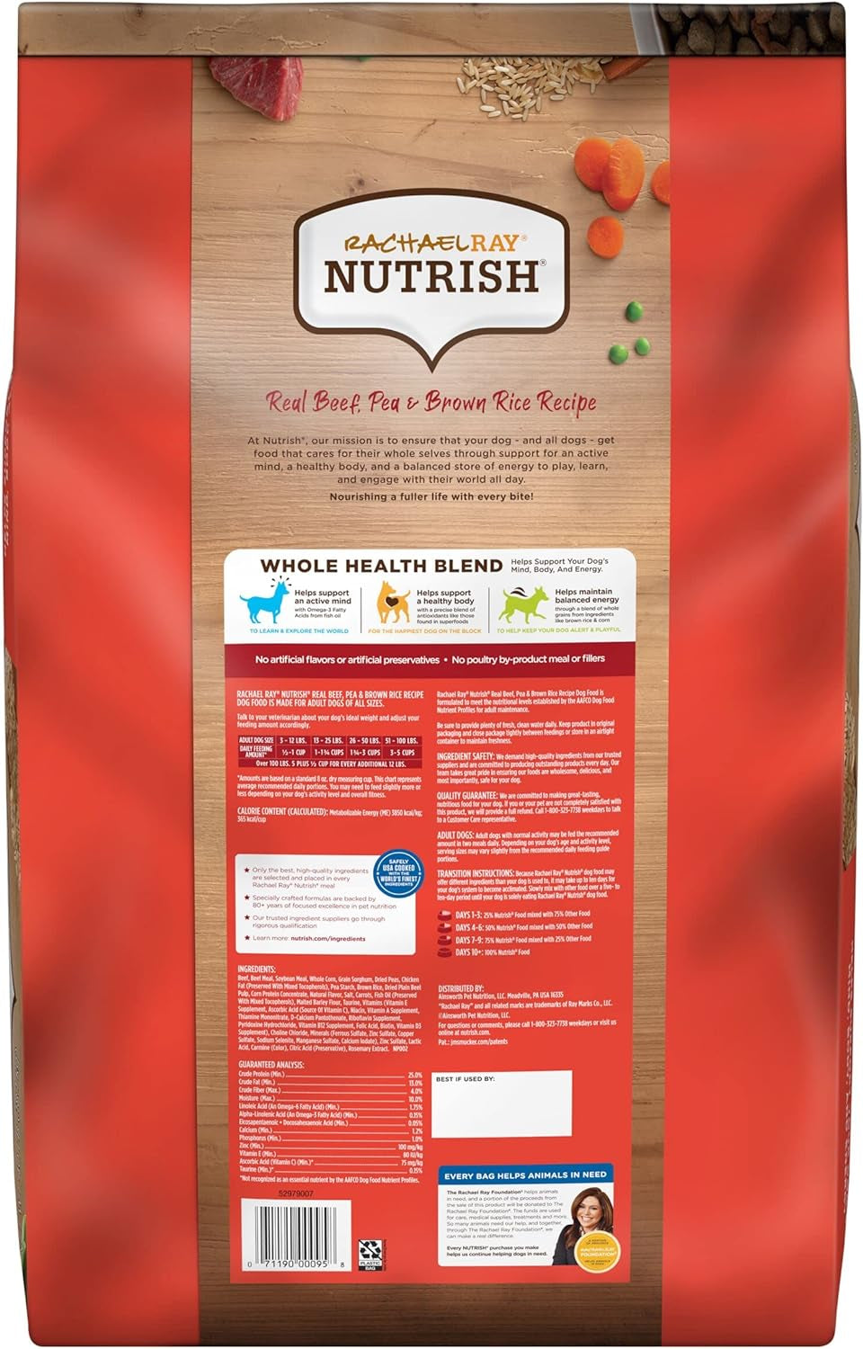 Rachael Ray Nutrish Premium Natural Dry Dog Food, Real Beef, Pea, & Brown Rice Recipe, 40 Pound Bag (Packaging May Vary)