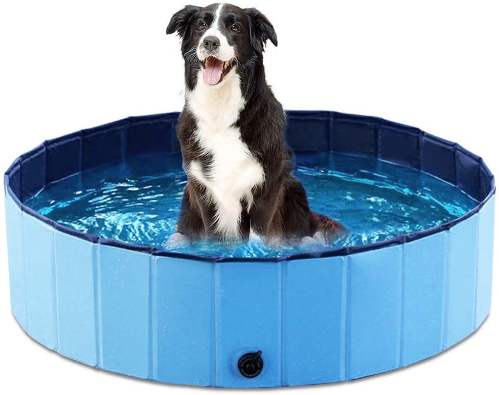 Jasonwell Foldable Dog Pet Bath Pool Collapsible Dog Pet Pool Bathing Tub Kiddie Pool Doggie Wading Pool for Puppy Small Medium Large Dogs Cats and Kids 39.5" Blue