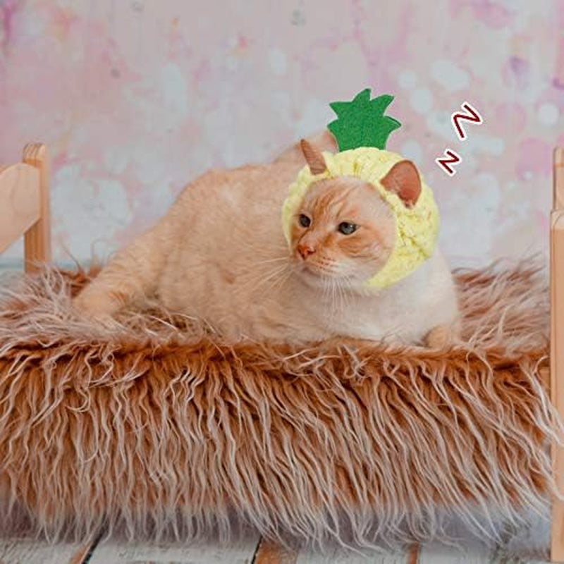 Weewooday 5 Pieces Cat Hat Cat Costume Bunny Hat with Ears Funny Banana Pineapple Cat Hat for Cats and Small Dogs Kitten Puppy Party Costume Accessory Headwear (Cute Style)