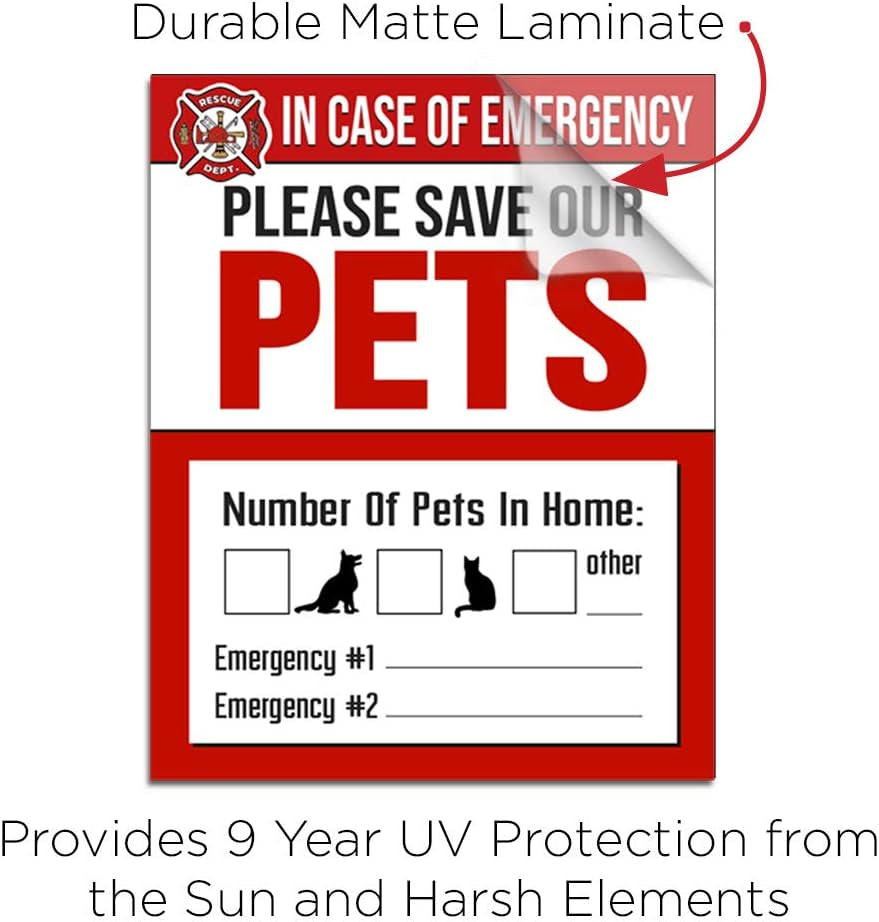 IT'S a SKIN Pet Rescue Sticker Fire Safety - Window Sticker - save Our Pets Emergency Pet Window Decal - Dog Cat Pet Durable Laminate 4X5-4 Pack