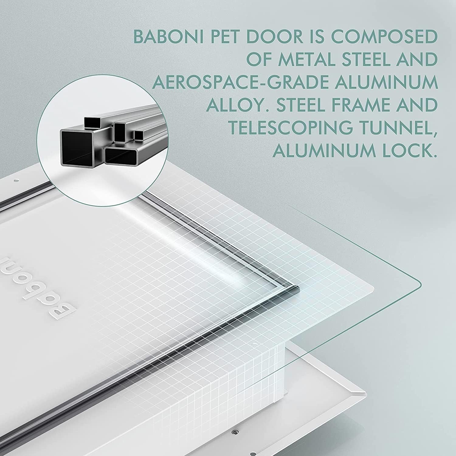 Baboni 3-Flap Pet Door for Wall, Steel Frame and Telescoping Tunnel, Aluminum Lock, Double Flap Dog Door and Cat Door, Strong and Durable (Pets up to 100 Lb) -Large