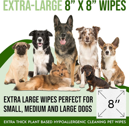 400 Dog Wipes for Paws and Butt Ears Eyes | Organic Pet Wipes for Dogs | Unscented Dog Wipes Cleaning Deodorizing | Extra Thick Paw Wipes for Dogs Cats Pets | Bonus Glove Wipes Included