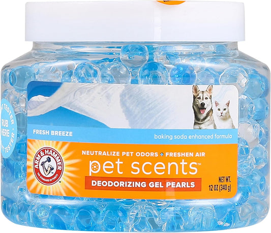 Arm & Hammer for Pets Air Care Pet Scents Deodorizing Gel Beads in Fresh Breeze | 12 Oz Pet Odor Neutralizing Gel Beads with Baking Soda | Air Freshener Beads for Pet Odor Elimination (FF12689)