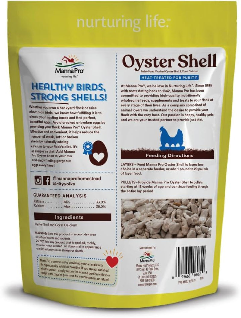 Manna Pro Crushed Oyster Shell | Egg-Laying Chickens | 5 LB