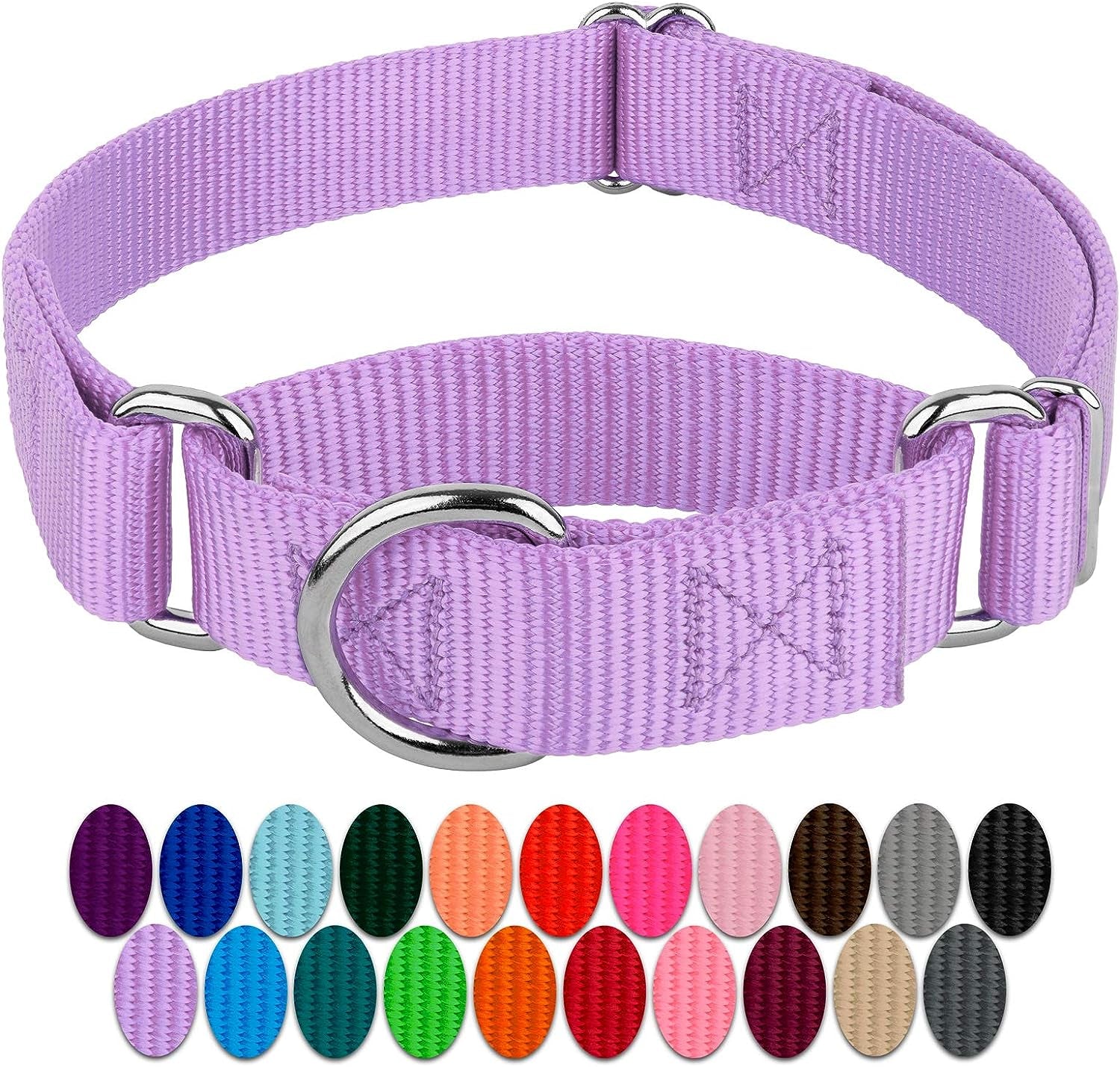 Country Brook Petz - Lavender Martingale Heavy Duty Nylon Dog Collar - 21 Vibrant Color Options (3/8 Inch Width, Extra Small)