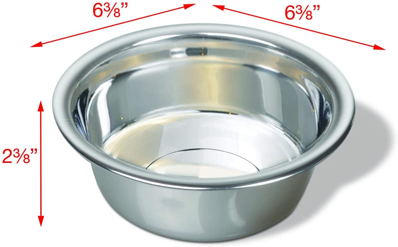 Van Ness Pets Small Lightweight Stainless Steel Dog Bowl, 16 OZ Food and Water Dish, Natural