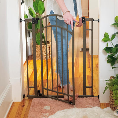 Summer Infant Multi-Use Decorative Extra Tall Safety Pet and Baby Gate, 28.5'-48' Wide, 36' Tall,Pressure or Hardware Mounted,Install on Wall or Banister in Doorway or Stairway,Auto Close Door-Bronze