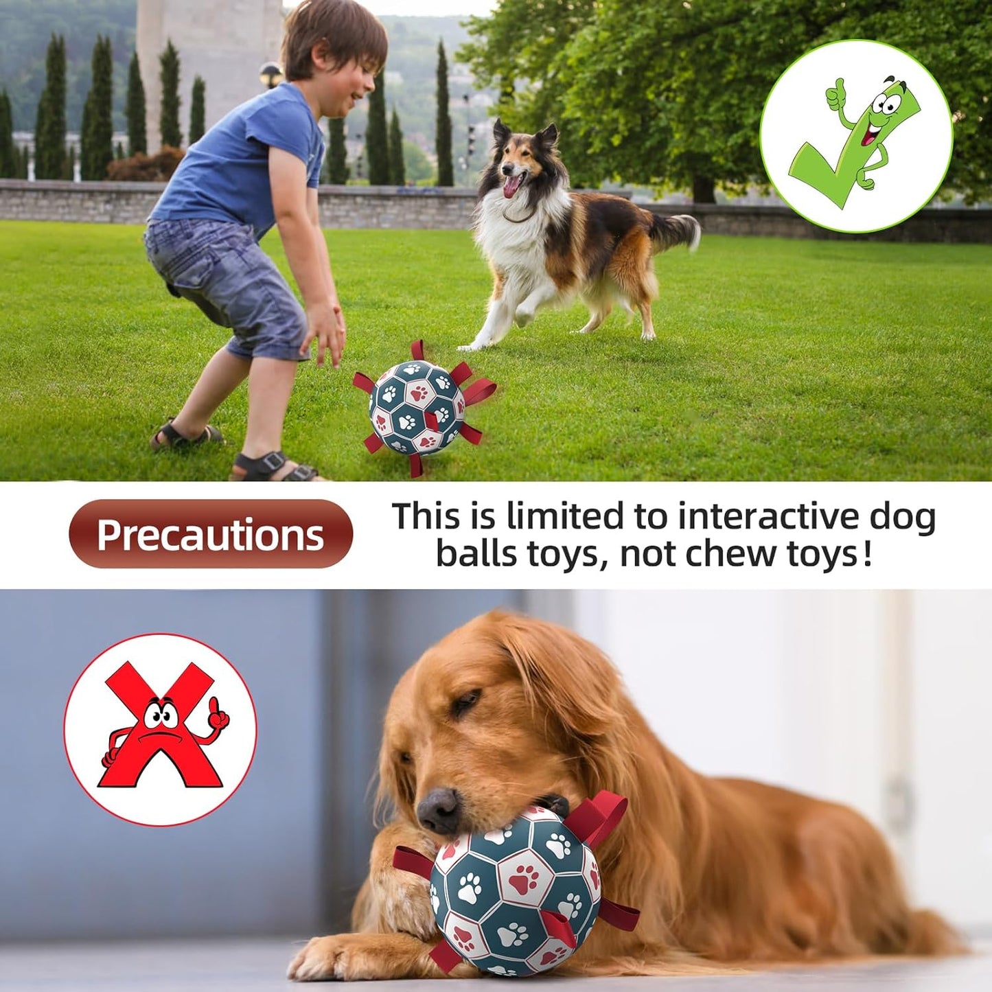 Dog Toys Soccer Ball with Straps, Interactive Toys for Tug of War, Puppy Birthday Toy, Dog Water Toy, Dog Balls for Small Medium Dog (6 Inch)