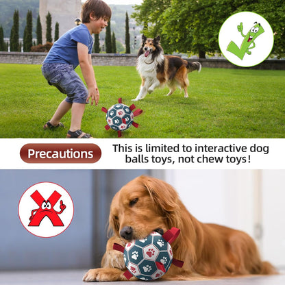 Dog Toys Soccer Ball with Straps, Interactive Toys for Tug of War, Puppy Birthday Toy, Dog Water Toy, Dog Balls for Small Medium Dog (6 Inch)