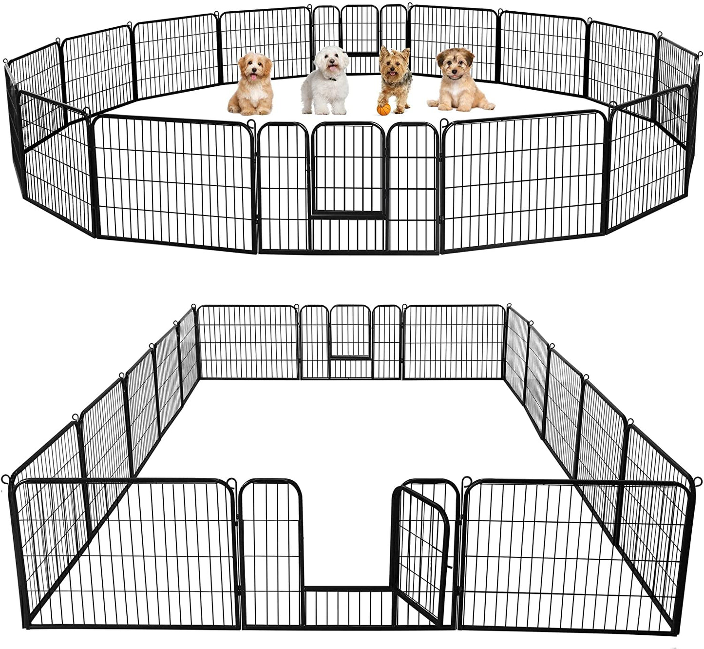 Yaheetech Outdoor Dog Playpen - 16 Panel Fence for Large, Medium and Small Dogs - Heavy Duty Exercise Pen for Puppies and Small Animals - Portable for RV Camping and Yard