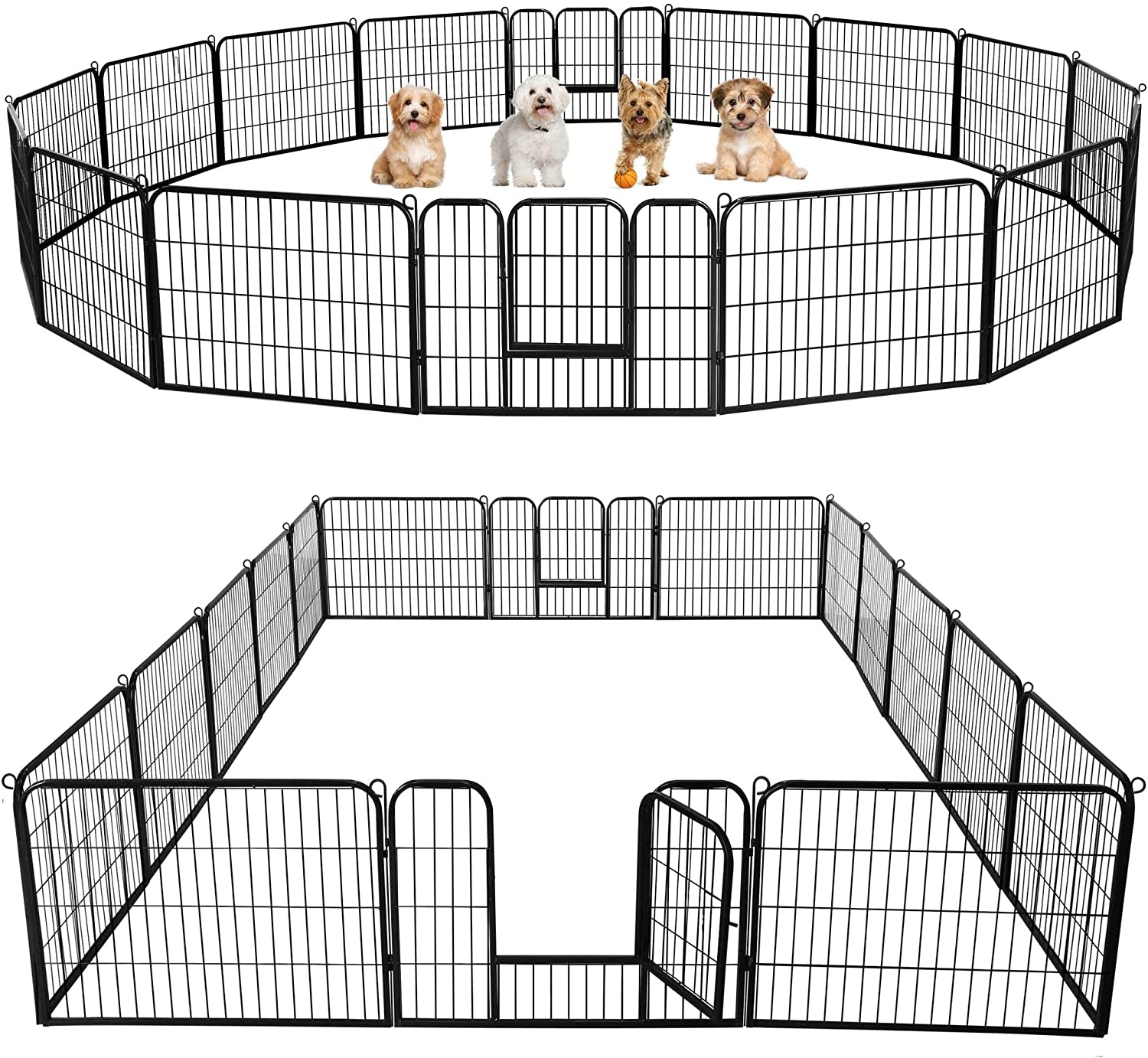 Yaheetech Outdoor Dog Playpen - 16 Panel Fence for Large, Medium and Small Dogs - Heavy Duty Exercise Pen for Puppies and Small Animals - Portable for RV Camping and Yard