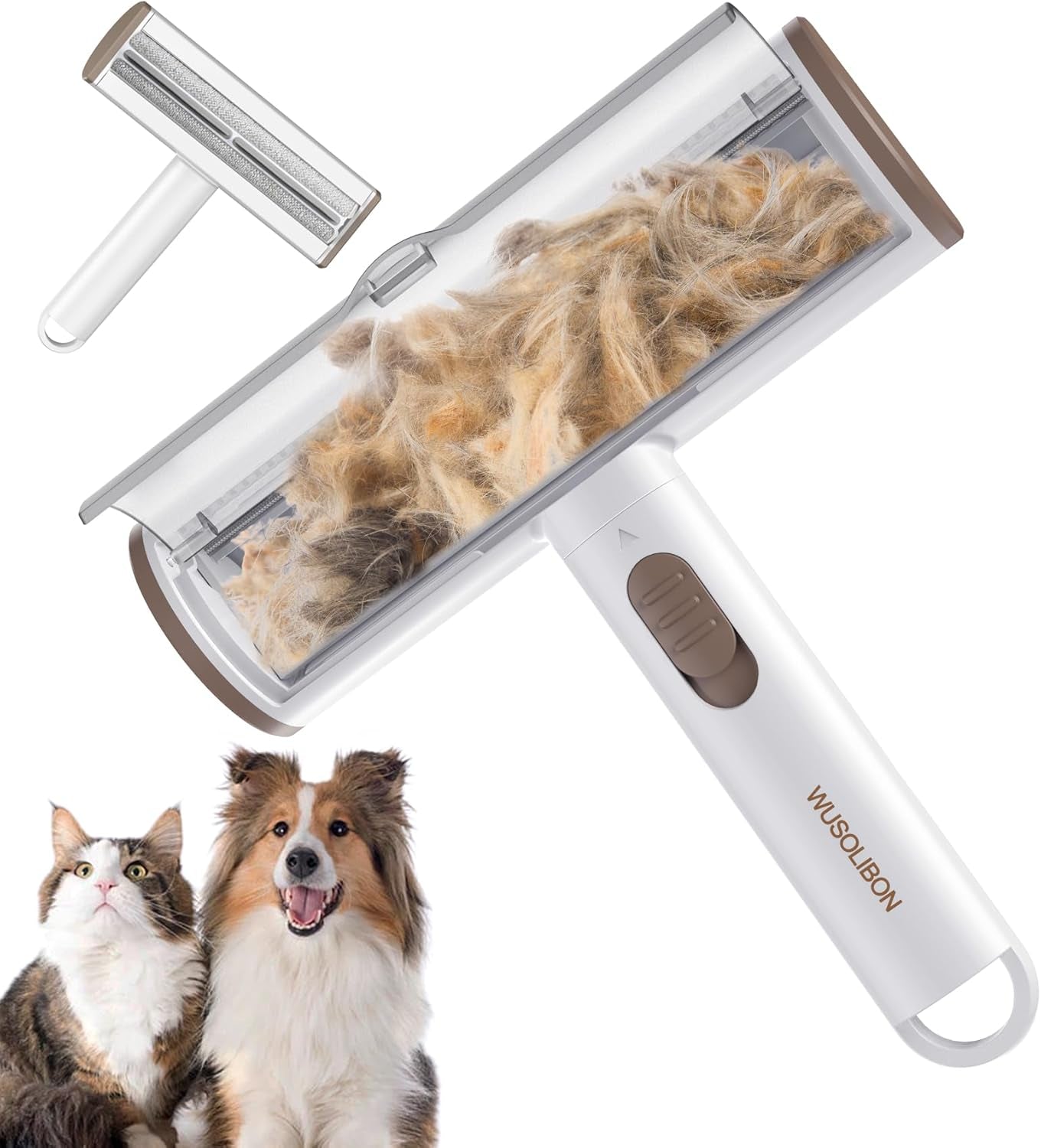 Pet Hair Remover - WUSOLIBON Reusable and Washable Pet Hair&Fur Lint Roller Remover Cat and Dog Hair Remover for Couch, Carpet,Clothing,Furniture and Bedding,Unique One-Click Pet Hair Removal Tool