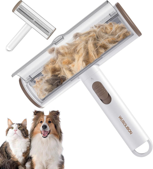 Pet Hair Remover - WUSOLIBON Reusable and Washable Pet Hair&Fur Lint Roller Remover Cat and Dog Hair Remover for Couch, Carpet,Clothing,Furniture and Bedding,Unique One-Click Pet Hair Removal Tool