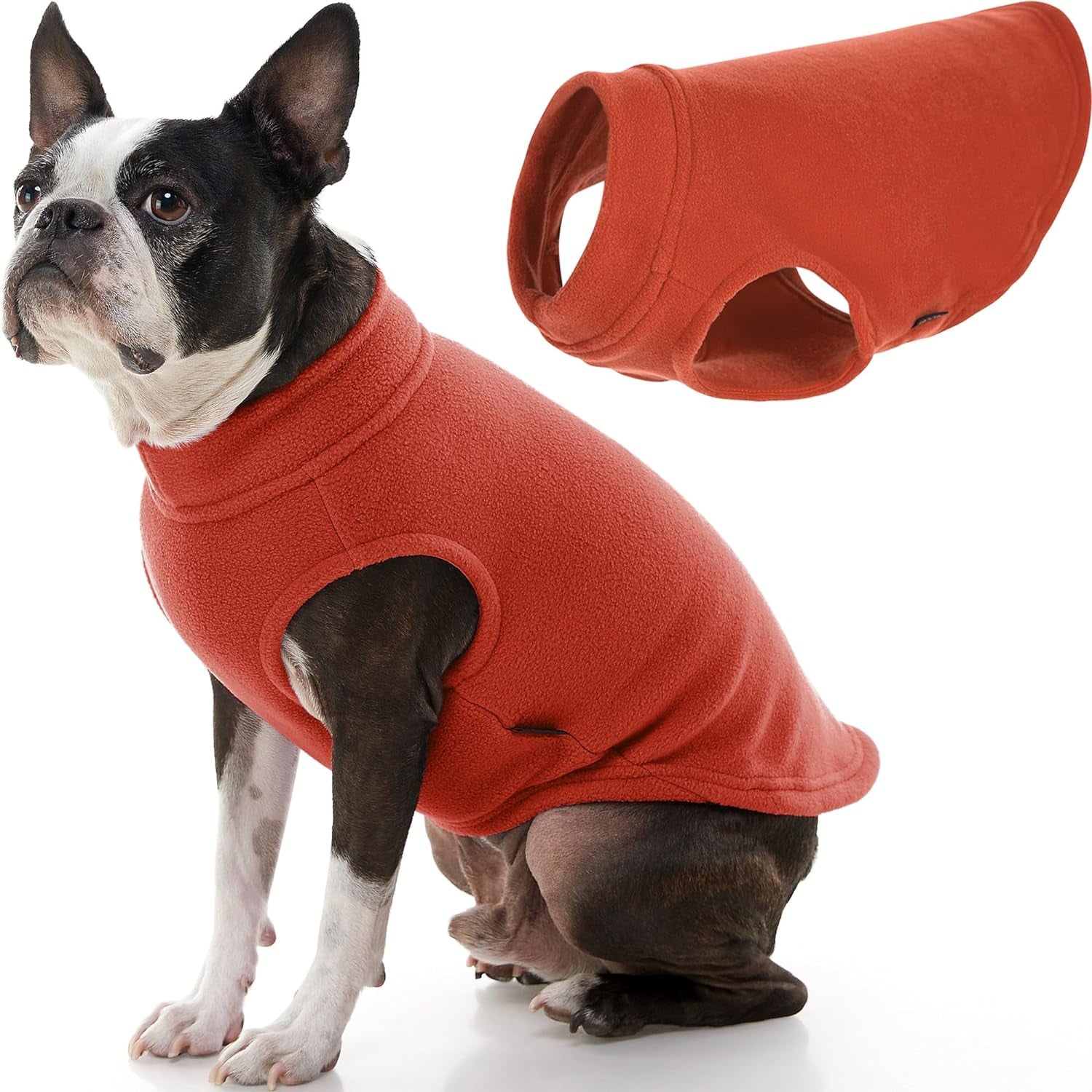 Gooby Stretch Fleece Vest Dog Sweater - Pumpkin, X-Large - Warm Pullover Fleece Dog Jacket - Winter Dog Clothes for Small Dogs Boy or Girl - Dog Sweaters for Small Dogs to Dog Sweaters for Large Dogs