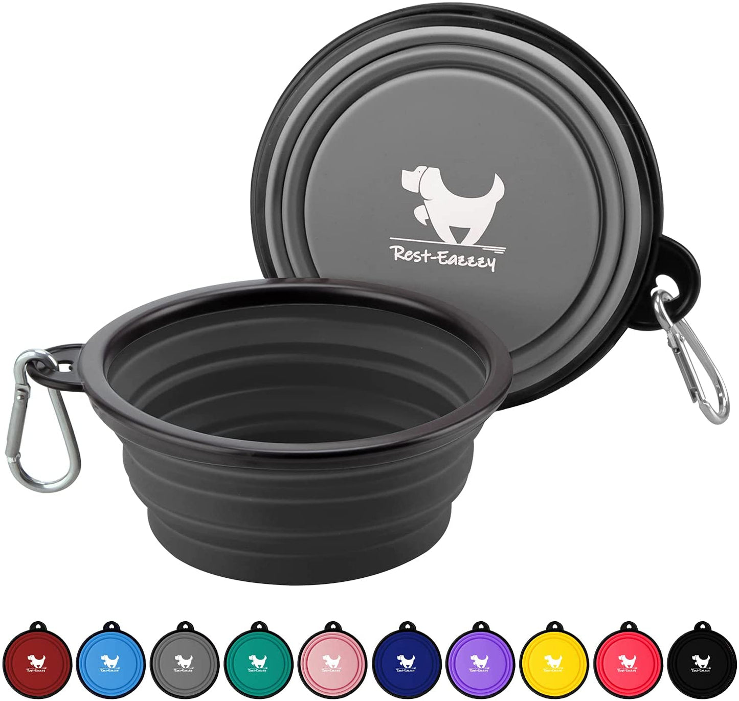 Collapsible Dog Bowls for Travel, 2-Pack Dog Portable Water Bowl for Dogs Cats Pet Foldable Feeding Watering Dish for Traveling Camping Walking with 2 Carabiners, BPA Free