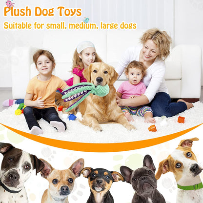 Squeaky Dog Toys for Medium and Small Dogs:Interactive Tug of War Dog Toy for Puppy Teething-Great Plush Dog Toy for Dogs to Keep Them Busy