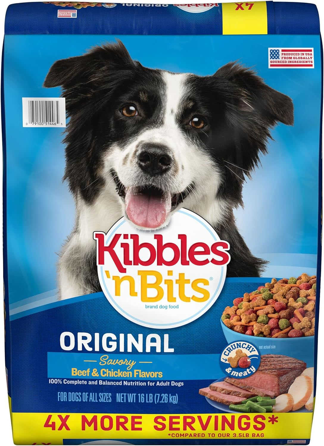 Kibbles 'N Bits Original Savory Beef & Chicken Flavors Dry Dog Food, 16 Pound Bag