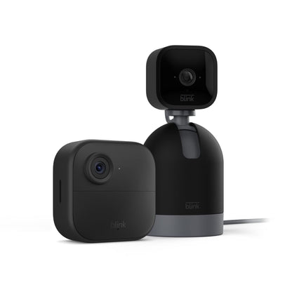 Blink Outdoor 4 (4Th Gen) + Blink Mini Pan-Tilt Camera – Smart Security Camera, Two-Way Talk, HD Live View, Motion Detection, Set up in Minutes, Works with Alexa – 2 Camera System