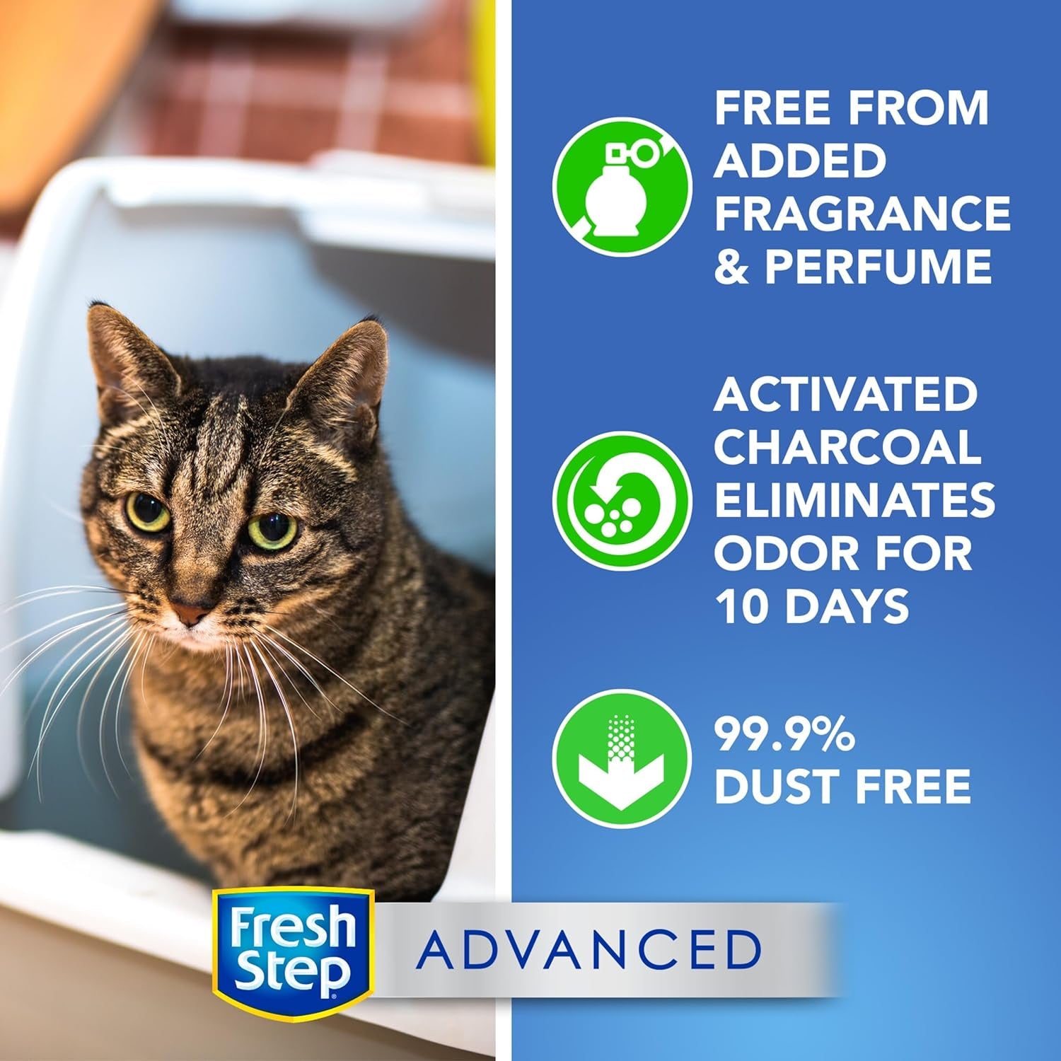 Fresh Step Clumping Cat Litter, Unscented, Advanced Long Lasting Odor Control Kitty Litter with Activated Charcoal, 37 Lb