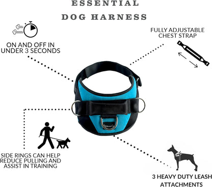 Shawnco Essential Dog Harness, No-Pull Pet Vest with 3 Leash Clips, No Choke, Reflective, Adjustable and Padded, for Easy Walking and Training for Small, Medium and Large Dogs (White Sharks, XL)