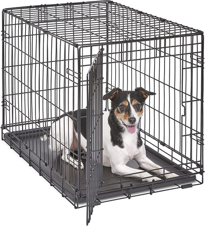 Midwest Homes for Pets Newly Enhanced Single Door Icrate Dog Crate, Includes Leak-Proof Pan, Floor Protecting Feet , Divider Pane L & New Patented Features