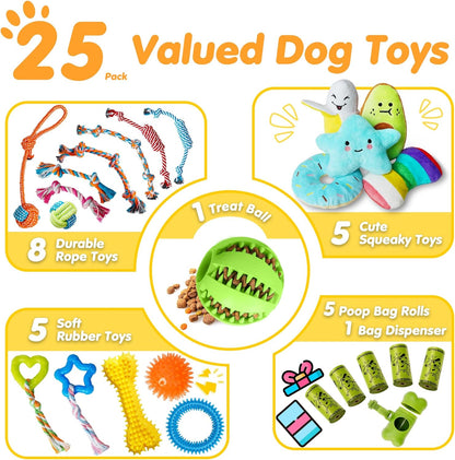 Zeaxuie 20 Pack Luxury Puppy Toys for Teething Small Dogs, Puppy Chew Toys with Rubber Toys, Ropes and More Squeaky Toys