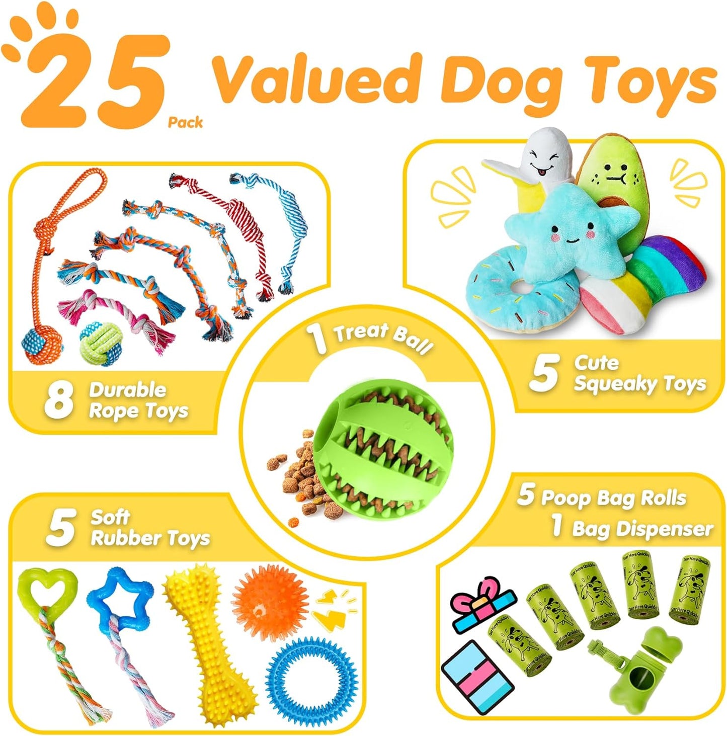 Zeaxuie 23 Pack Luxury Puppy Toys for Teething, Cute Small Dog Toys with Rubber Puppy Chew Toys, Treat Ball, Ropes and Plush Squeaky Dog Toys