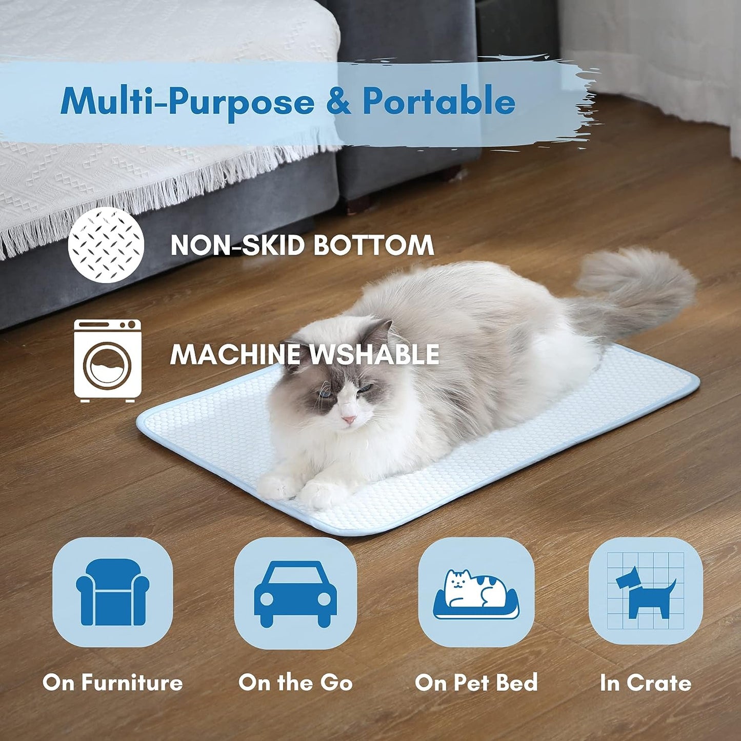 Dog Cooling Mat, Cat Cooling Mat, Supramolecular Cooling Material, Ultra Breathable, Machine Washable Cooling Pad for Dog Dog Cooling Pad Pet Cooling Mats for Dogs, 43 * 28 Extra Large