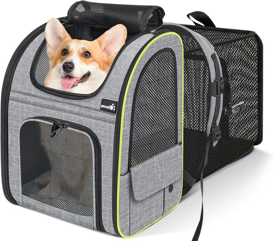 Pecute Pet Carrier Backpack, Large Cat Carrier Backpack, Expandable Cat Backpack with Breathable Mesh for Medium Large Cats, and Small Dogs, Dog Backpack Carrier for Travel Hiking