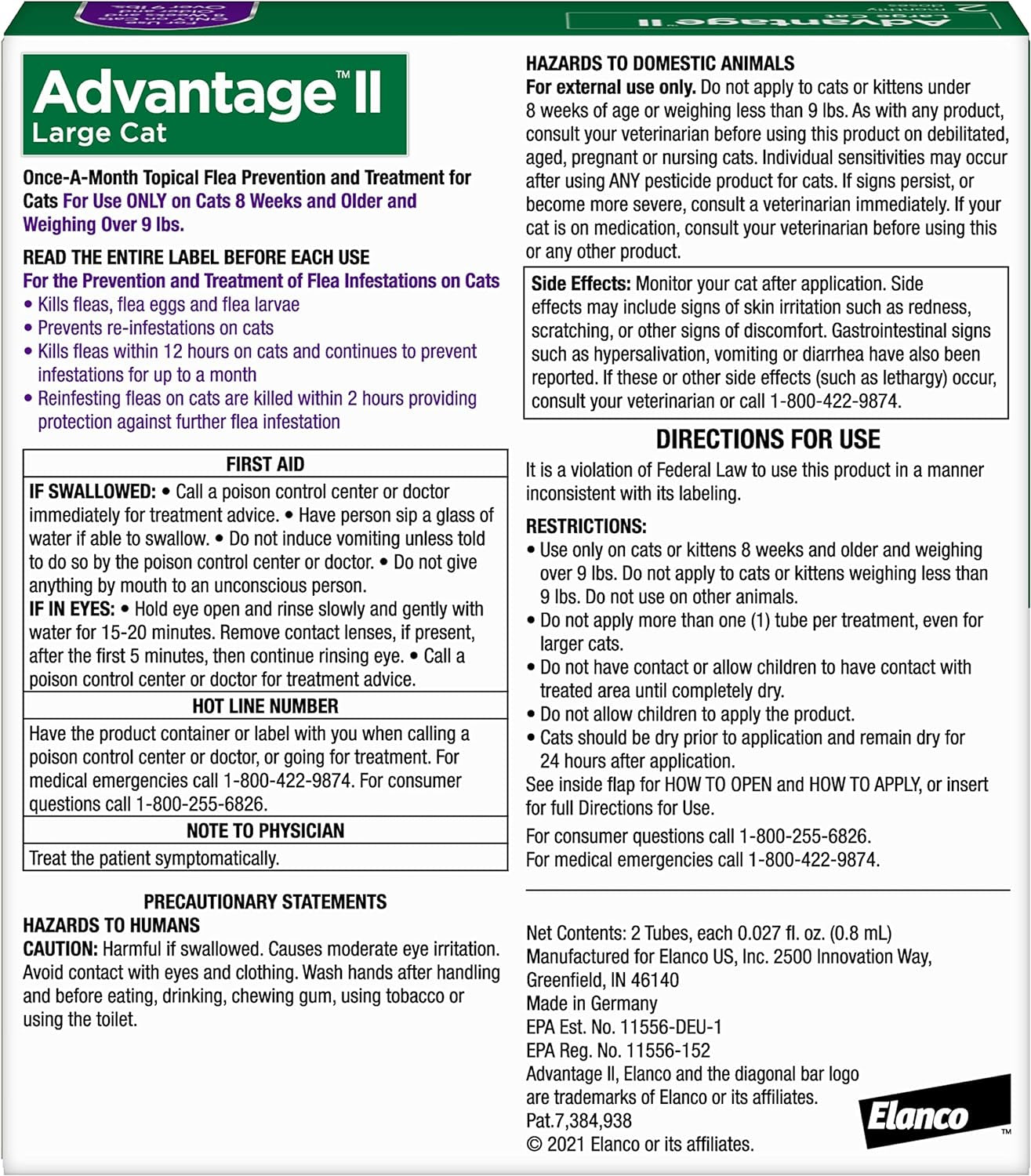 Advantage II Large Cat over 9 Lbs & Advantage II Small Cat 5-9 Lbs Vet-Recommended Flea Treatment & Prevention | 6-Month Supply Each