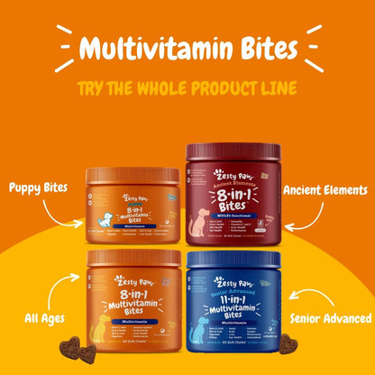 Zesty Paws Multivitamin Treats for Dogs - Glucosamine Chondroitin for Joint Support + Digestive Enzymes & Probiotics - Grain Free Dog Vitamin for Skin & Coat + Immune Health Chicken - Advanced - 90Ct