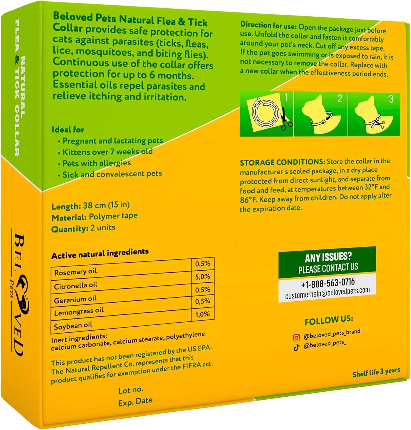 Natural Flea & Tick Collar for Cats - 12 Months Control of Best Prevention & Safe Treatment - anti Fleas and Ticks Essential Oil Repellent (1 Pack)