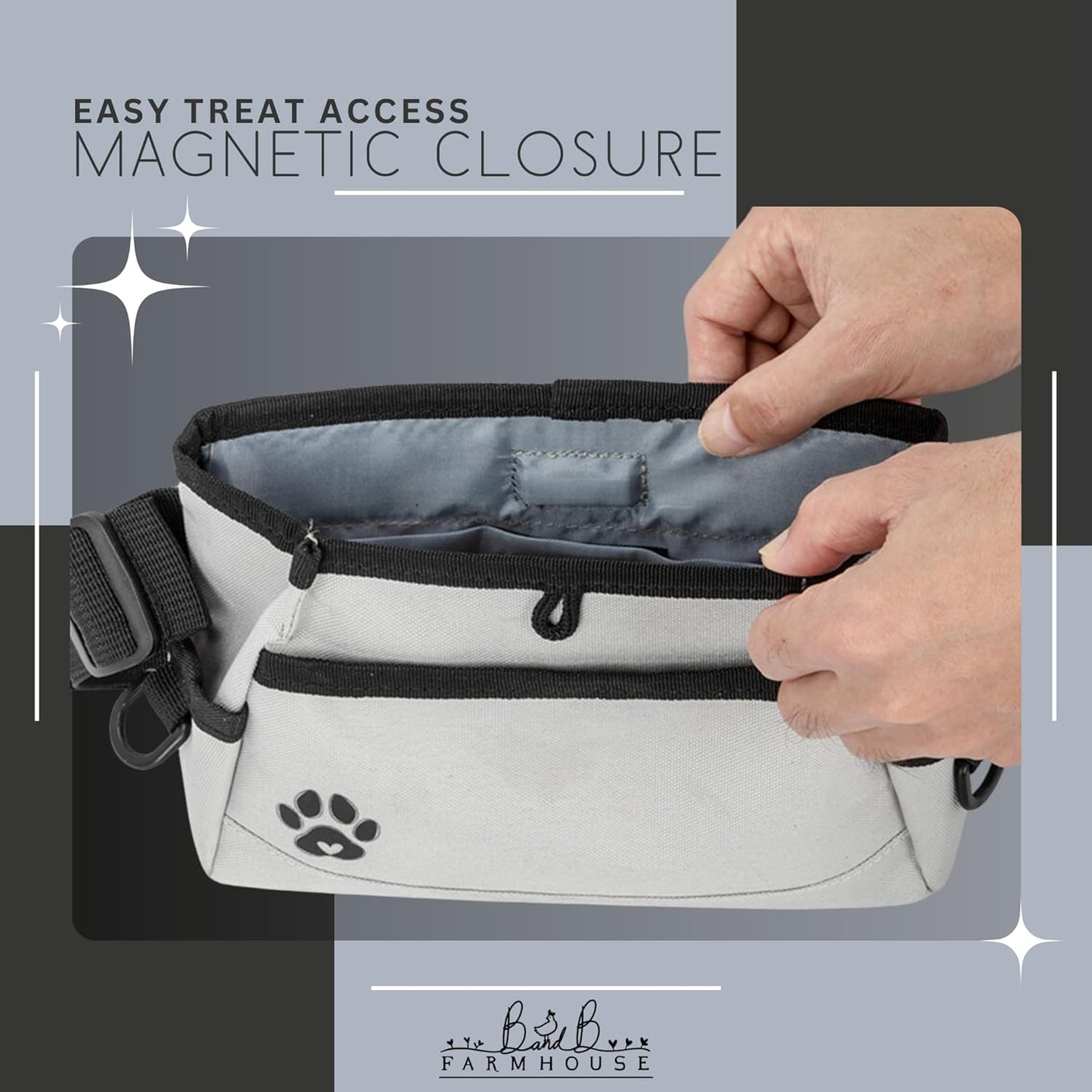 Dog Treat Pouches for Pet Training - Custom Design - Dog Treat Bag for Dog Training & Behavior Aids - Fanny Pack for Dog Walking Bag - Puppy Training Treat Pouch & Snacks Bag Pouch (Grey)