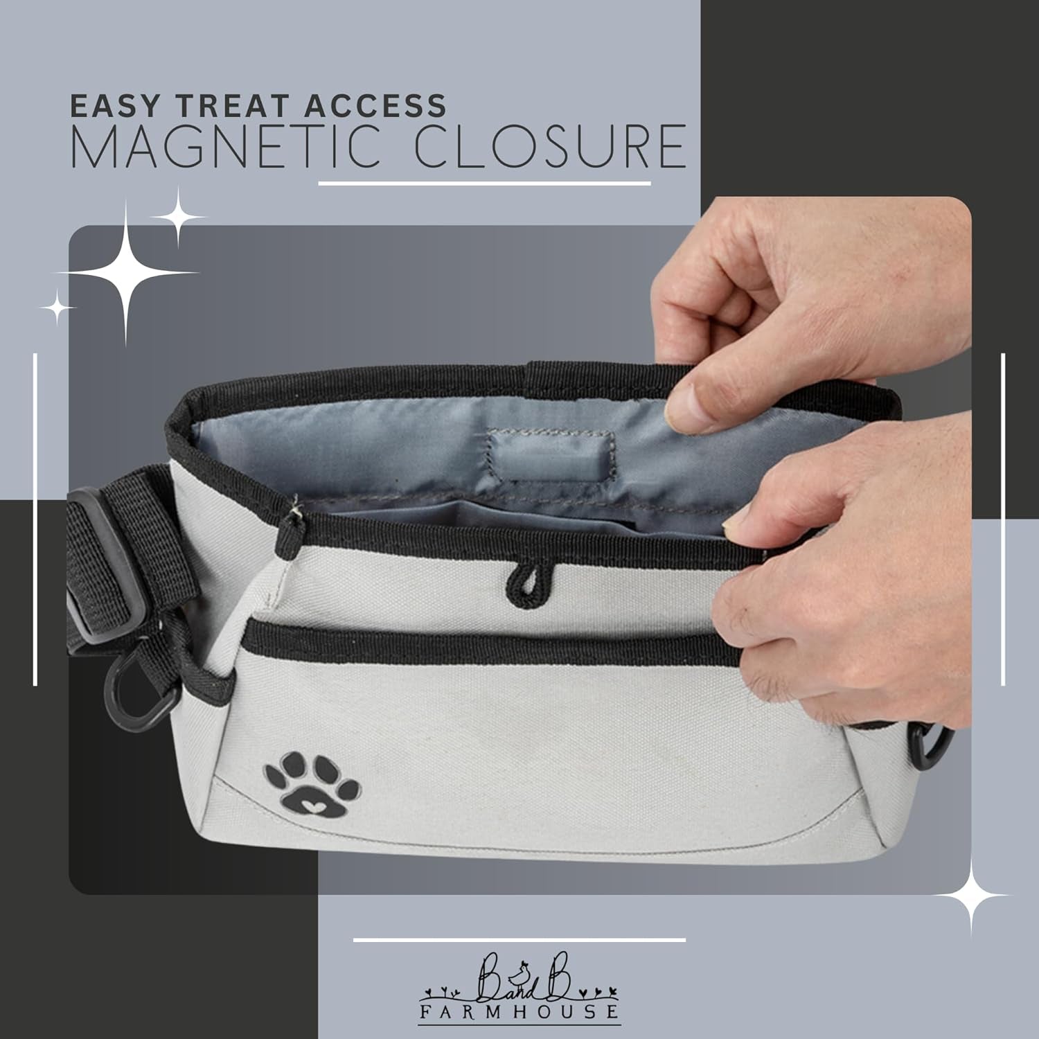 Dog Treat Pouches for Pet Training - Custom Design - Dog Treat Bag for Dog Training & Behavior Aids - Fanny Pack for Dog Walking Bag - Puppy Training Treat Pouch & Snacks Bag Pouch (Grey)