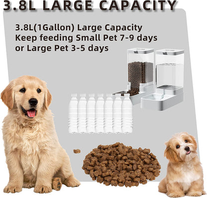 Gravity Pet Feeder and Water Dispenser Set, Automatic Dog Feeder and Dog Water Dispenser for Dogs Cats Pets Animals Large Capacity(Water Feeder)