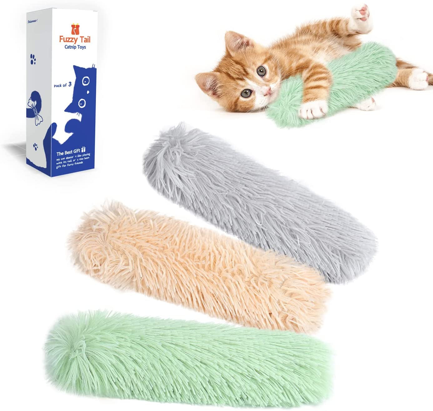 Potaroma Cat Toys Cat Pillows, 3 Pack Soft and Durable Crinkle Sound Catnip Toys, Interactive Cat Kicker Toys for Indoor Cats, Promotes Kitten Exercise