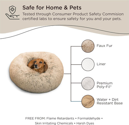 Best Friends by Sheri the Original Calming Donut Cat and Dog Bed in Lux Fur Gray, Large 36"