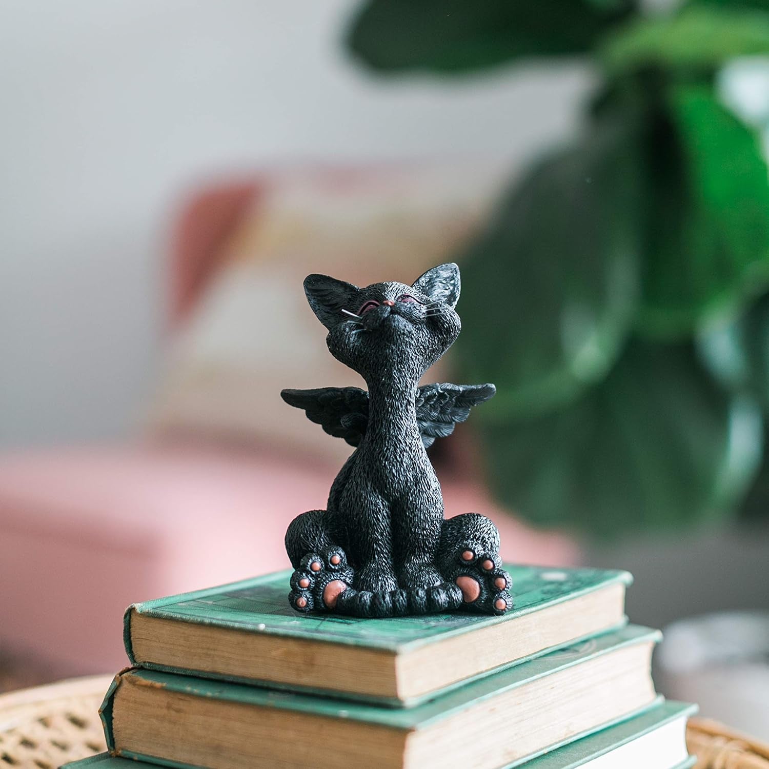 Whimsical Black Cat Angel Figurine with Angel Wings - Happy Cat Collection - Gifts for Cat Lovers, Cat Lover Gifts for Women, Cat Lover Gifts for Men, Cat Decor for Cat Lovers, Cat Memorial Gifts