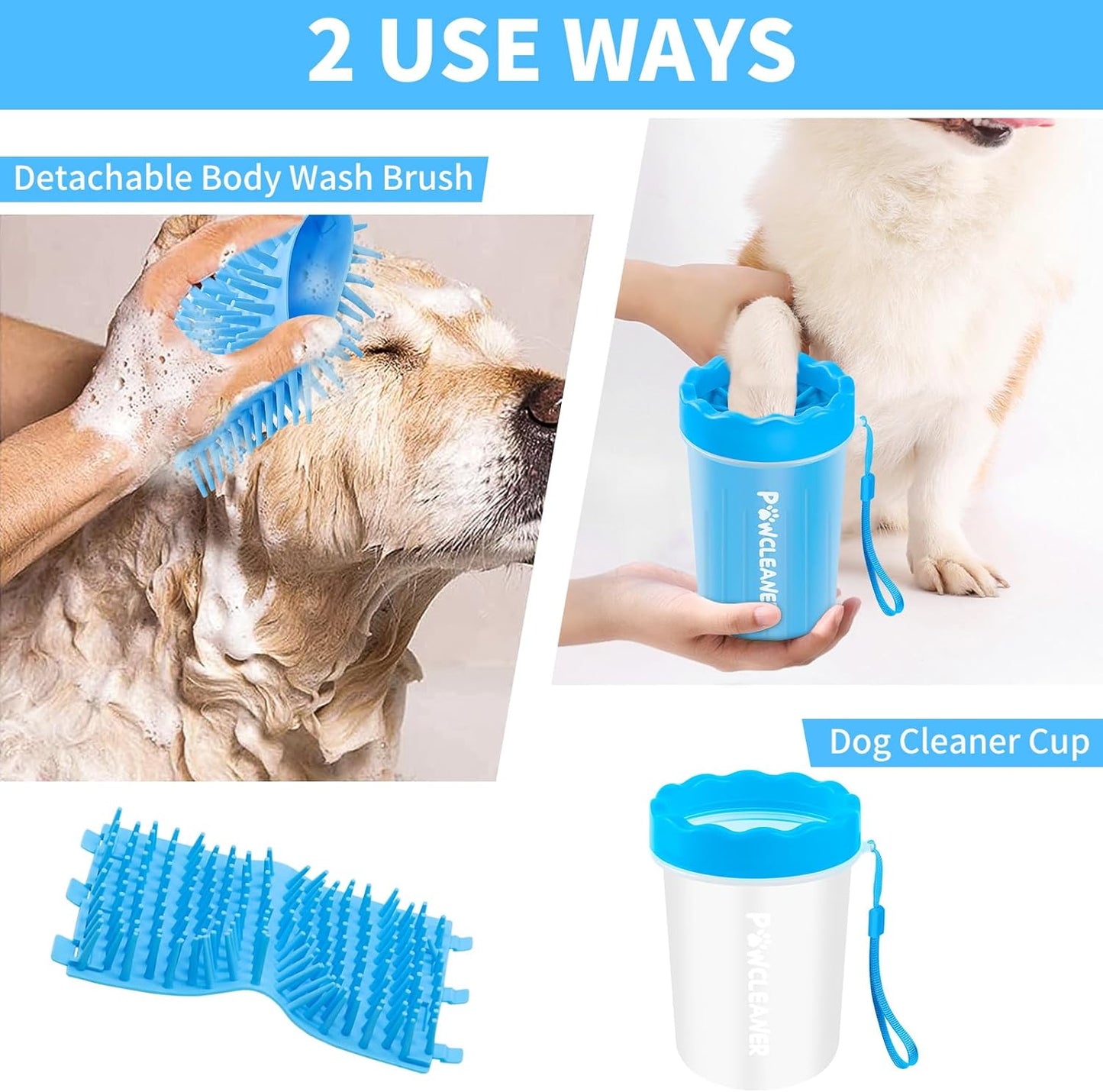 Dog Paw Cleaner, Portable Dog Paw Washer Pet Cleaning Silicone Brush with 3 Absorbent Towel, Pet Foot Cleaner for Small Breed Dogs(Grey)