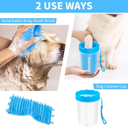 Dog Paw Cleaner, Portable Dog Paw Washer Pet Cleaning Silicone Brush with 3 Absorbent Towel, Pet Foot Cleaner for Small Breed Dogs(Green)