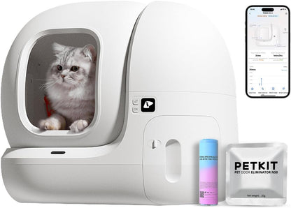 PETKIT PuraMax Self Cleaning Cat Litter Box with N50 Odor Eliminator, Automatic Cat Litter Box,76L Large Space, xSecure/App Control Cat Litter Box with Waste Bags