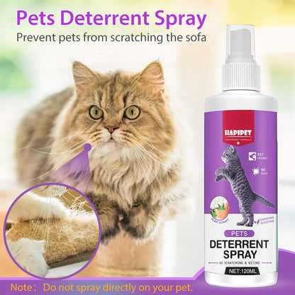 Cat Deterrent Spray, 120ML Cat Repellent Spray, Natural Cat Deterrent Indoor & Outdoor for Pet Behavior Training, Prevent Cats Scratching Furniture & Plants, Suitable for Cats & Dogs