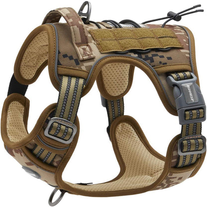 AUROTH Tactical Dog Harness for Small Medium Dogs No Pull Adjustable Pet Harness Reflective K9 Working Training Easy Control Pet Vest Military Service Dog Harnesses Desert Camo M